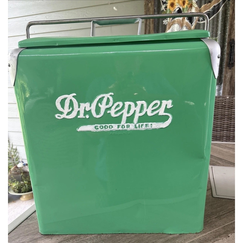 Vintage Dr. Pepper 1950's picnic cooler 21.5"H X 19"W X 13"D